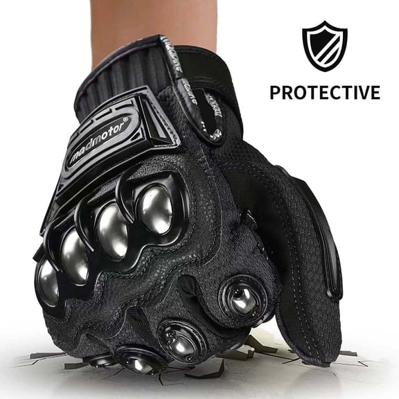 MADMOTOR Reinforced Safety Gloves with Breathable, Adjustable Features - Black, L, Motorcycle and Powersports, 1 Pair