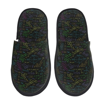 Balery Chemistry Formulas Slient Indoor Furry Fleece Comfort House Shoes Soft Non-Slip Home Shoes Cotton slippers House Slippers-- Large