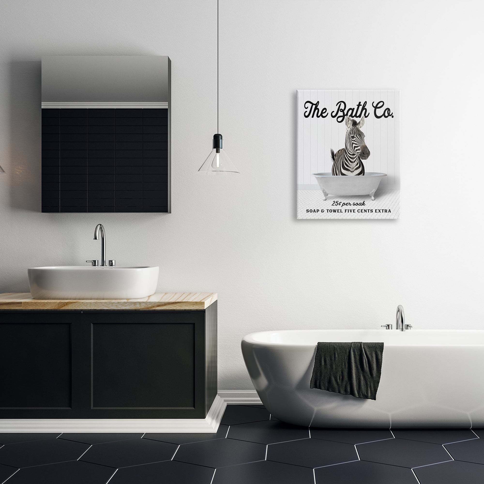 Stupell Industries Vintage Bath Ad Zebra Animals & Insects Painting Gallery Wrapped Canvas Print Wall Art, 24 x 30