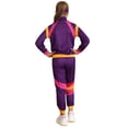 thumbnail image 3 of Doomiva Kids Girls 80s Hip Hop Tracksuit Long Sleeve Zip Up Top Jacket with Sweatpants Headband  Retro Disco Dancewear Purple 6-8, 3 of 5