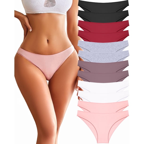 Ropa interior de algodón FINETOO, bragas de bikini para mujer, paquete de 12 unidades, talla S-XL