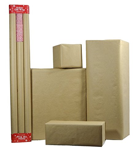 Postal Wrap Brown Kraft Paper 3 Rolls with Bakers Twine