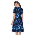 thumbnail image 2 of Bixox Robe d'Été à Manches Courtes pour Femmes Robe Ample Longueur Genou avec Poches-Bleu Éclair, 2 of 7
