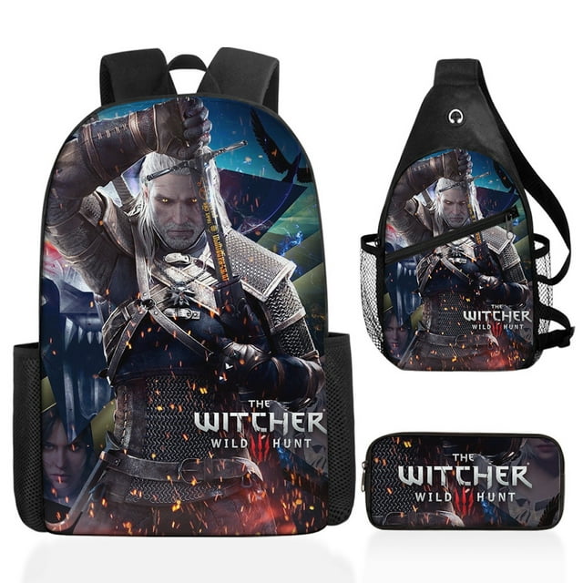 Juego de mochilas Witchers School de 3 piezas con bolsa de hombro y funda para bolígrafos