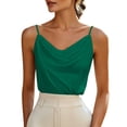 thumbnail image 5 of VBVC Women's Cowl Neck Satin Cami Top, Ladies' Spaghetti Strap Sleeveless Blouse, Solid Color Elegant Dressy Tank For Women,Green,S-2XL, 5 of 8