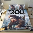 thumbnail image 1 of Troll y Yo Conjunto de sábanas temático, trío de piezas, cómodo y amigable con la piel, diseño único, regalo de decoración para el hogar para familiares, amigos y fans,173cm *218cm, 1 of 6