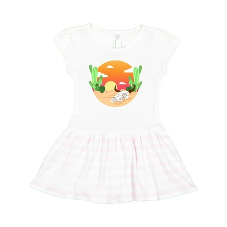 

Inktastic Sunset Desert Scene with Cow Skull and Cacti Gift Toddler Girl Dress