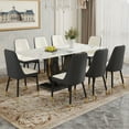 thumbnail image 3 of JUFU Dining Room Table Set for 8, 71'' Pandora Black Faux Marble Dining Room Table and Chairs, 8 Person Dining Table with PU Upholstered Chairs, Modern Kitchen Table and Chair Set for Dining Room, 3 of 11