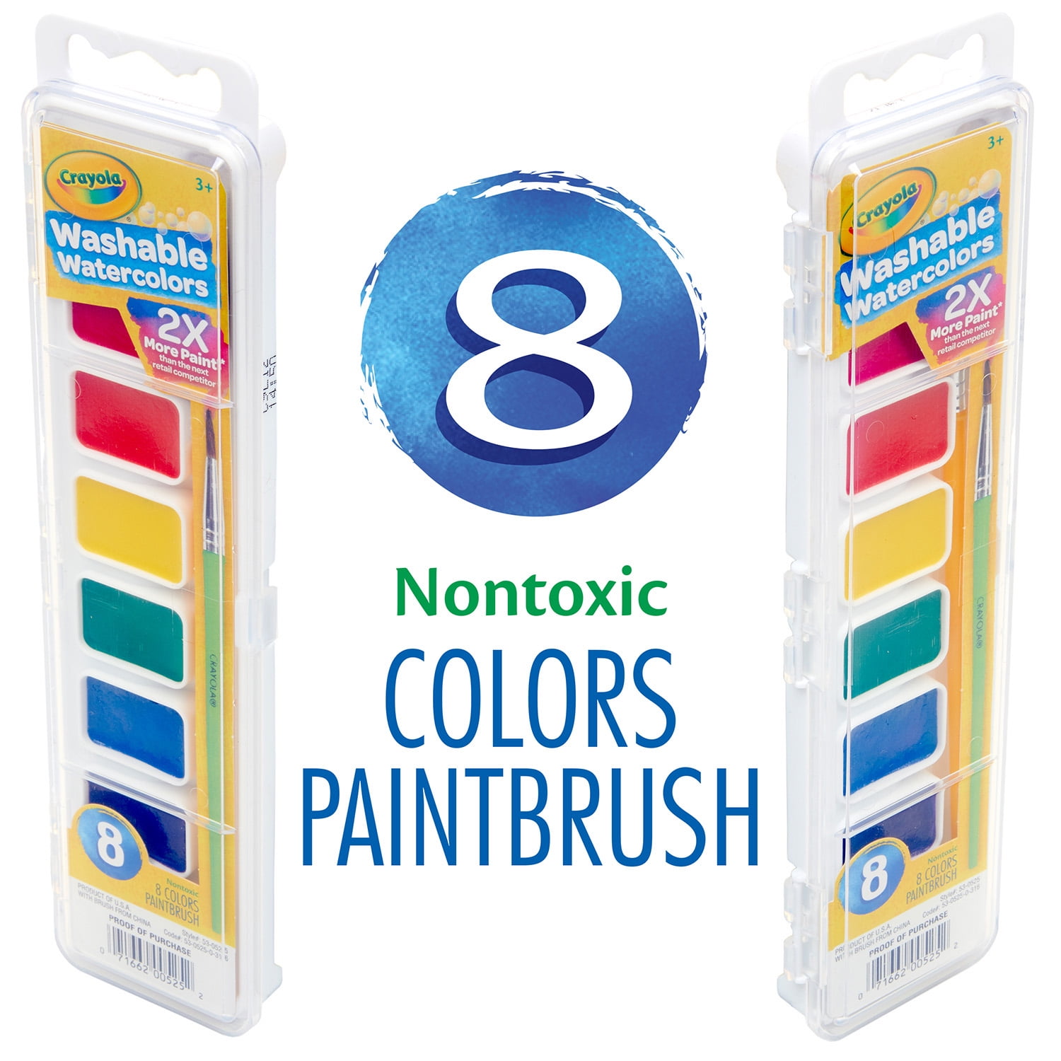 Crayola Semi-Moist Washable Watercolor Set, 8 Colors Per Set, 6 Sets