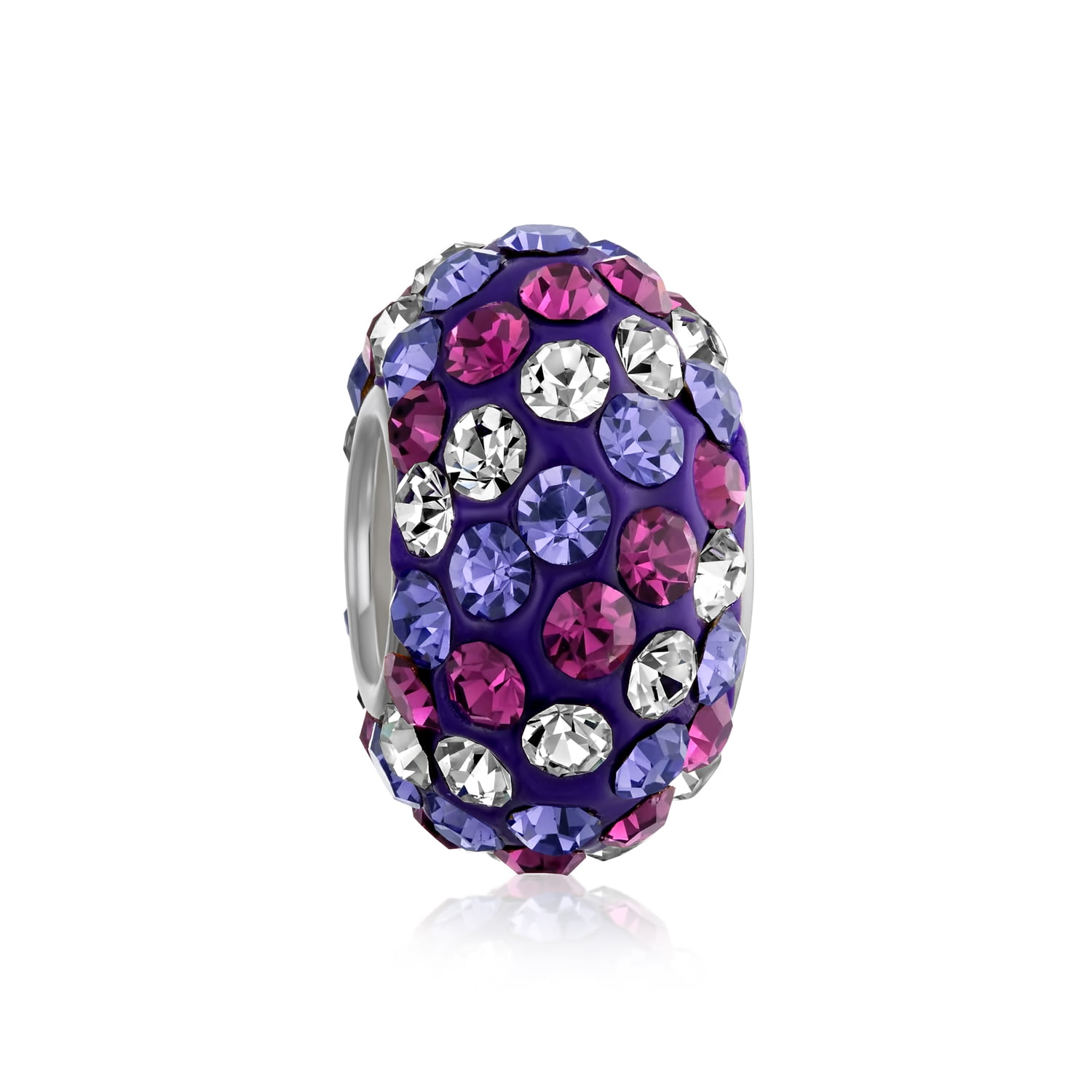 NEW Silver Purple Love Hearts Ornate Spacer European Charm Bracelet Pendant Bead