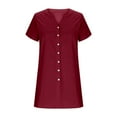 thumbnail image 4 of Vestido informal para mujer - Estilo camisa de manga corta - Detalles de botones para salidas de primavera/verano, 4 of 7
