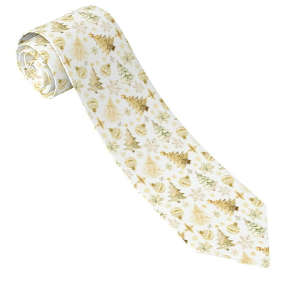 Yiaed Gold Christmas Tree Print Men's Ties Silk Business Necktie for Husband Father Valentine's day Father's Day Gift