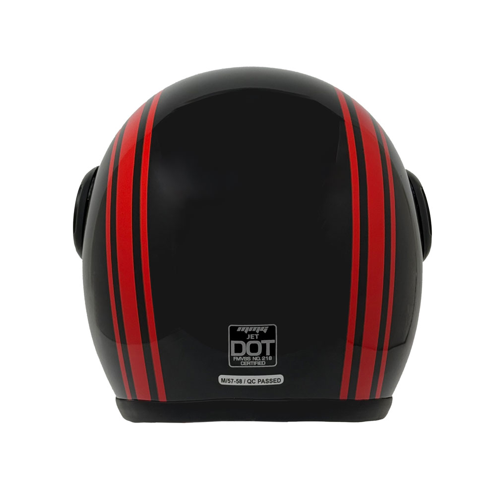 MMG Adult Motorcycle Helmet, Open Face Flip Up Visor DOT - Black/Red Graph (Medium)