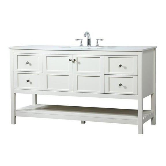 Elegant Decor Theo 60" Zinc Alloy MDF Single Bathroom Vanity in White