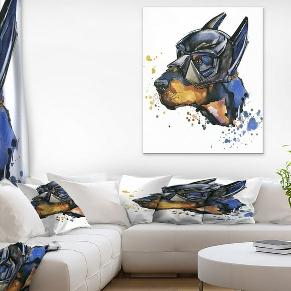 Design Art Doberman Superman Canvas Print