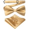 thumbnail image 1 of SURJDE Mens Solid Color Pre-tied Bow Tie and Pocket Square Cufflink Set, 1 of 4