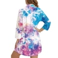 thumbnail image 6 of Renewold Womens Beach Cover Up Shirt Button Down Shirt Long Sleeve Beach Blouses Bathing Suit Cover Up with Pocket Lightweight Comfy Swimwear, Blue Purple White Galaxy Print, L, 6 of 7