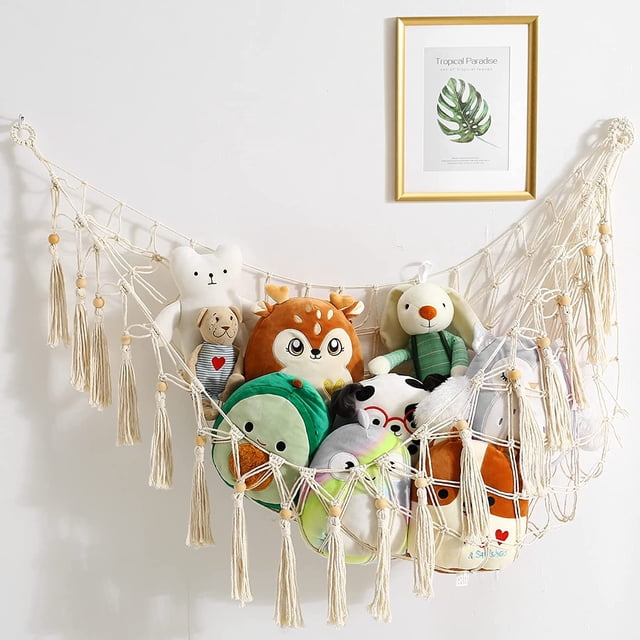Hamaca para juguetes, hamaca para animales de peluche, hamaca para juguetes de peluche, hamaca para osito de peluche, red colgante, estante de almacenamiento para juguetes en la esquina para habitació