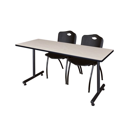 72" x 30" Kobe Training Table- Maple and 2 "M" Stack Chairs- Black