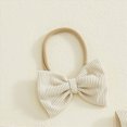 thumbnail image 4 of mgoYE Baby Girl Summer Clothes Newborn Outfit Football Season Ruffle Romper Infant Baby Dress Bow Headband Solid Cute Outfits Girls(Beige,12-18 Months), 4 of 8