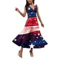 thumbnail image 4 of Women's Elegant Sleeveless Dress with Patriotic Print, V-Neck Loose Fit Design, Long Casual Sundress for Summer Outings,Royal Blue S, 4 of 5