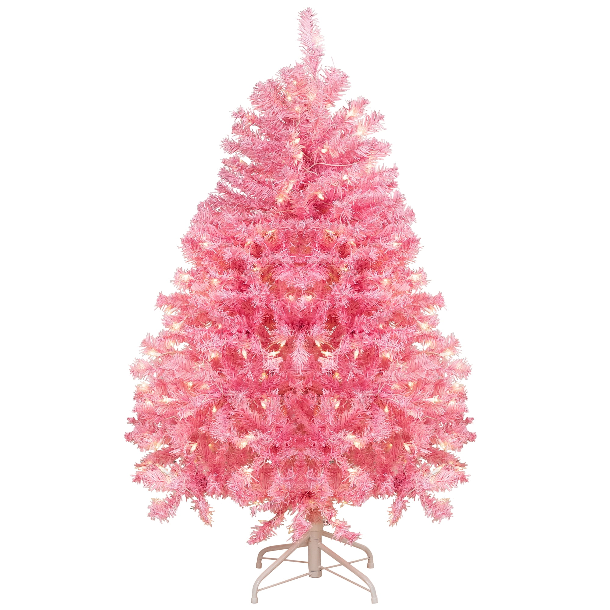 Pre-Lit Medium Pink Pine Artificial Christmas Tree - 4.5' - Clear Lights