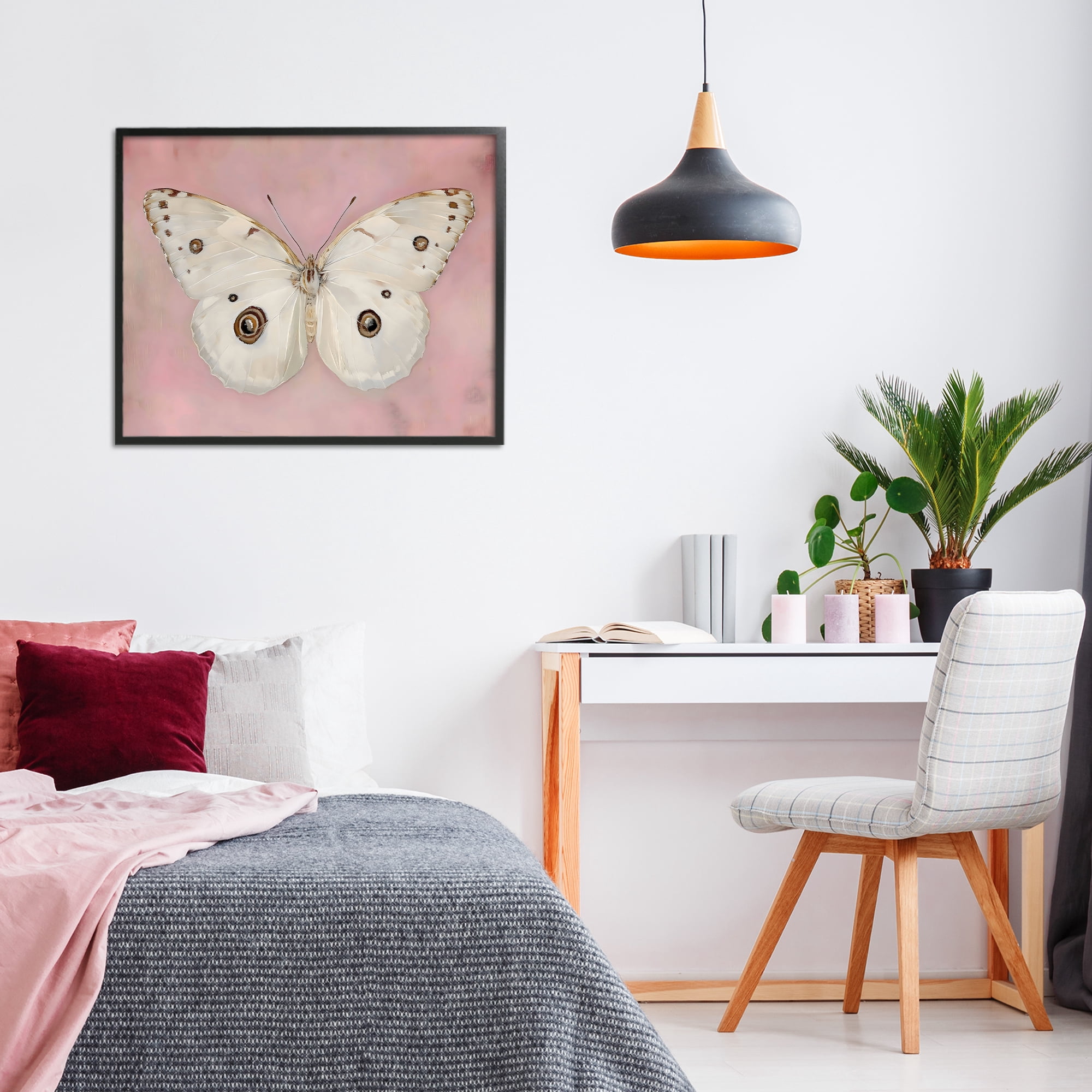 Stupell Industries Gossamer Butterfly on Blush Background Black Framed Giclee Art, design by Arlington Prints