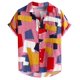 thumbnail image 1 of Camisas Para Hombre Manga Corta Botones sueltos Fashion Casual Mens T camisa corta de manga impresa la blusa de Men (Pink, 3XL), 1 of 6