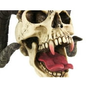 PTC 10.5 Inch Evil Ram Horned Skull with Tongue Out Figurine Statue
