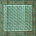 thumbnail image 1 of Ahgly Company Machine Washable Indoor Square Persian Turquoise Blue Traditional Area Rugs, 8' Square, 1 of 4