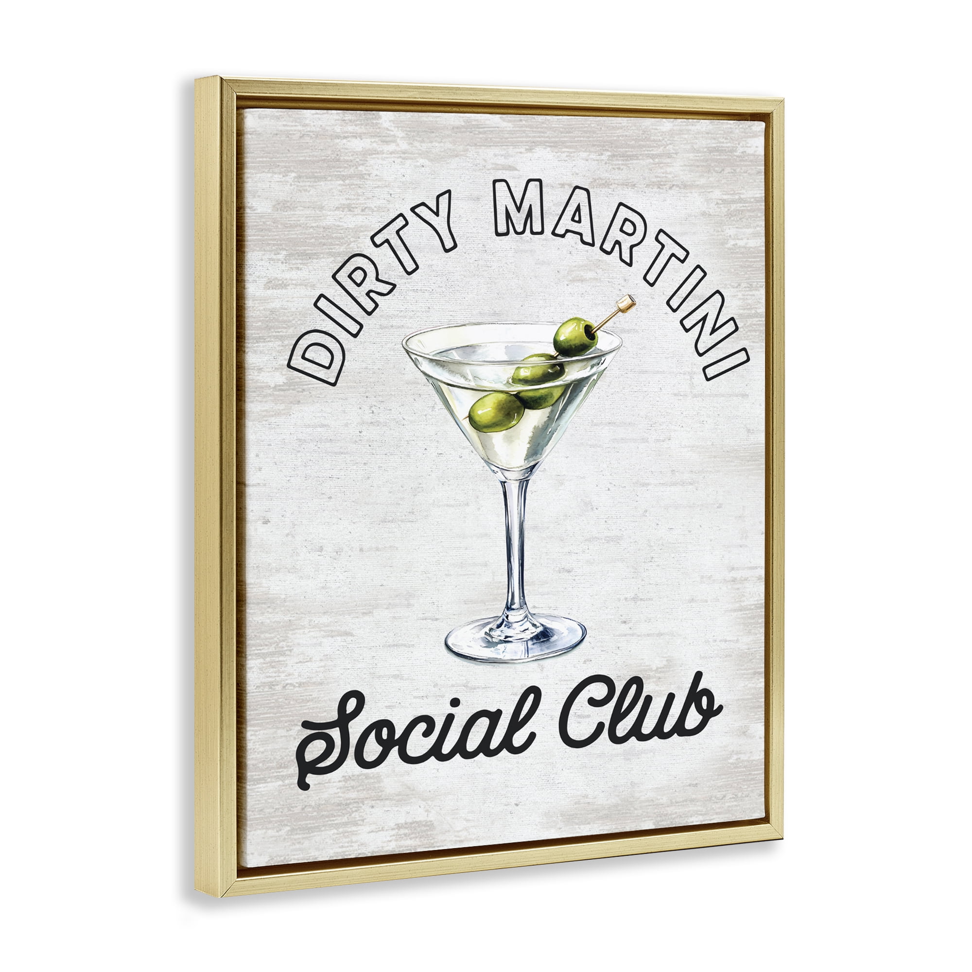 Stupell Industries Dirty Martini Social Club Gold Framed Floater Canvas Wall Art, design by Lettered and Lined