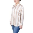 thumbnail image 2 of Petite Long Sleeve Striped Satin Blouse, 2 of 3
