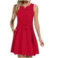 thumbnail image 1 of AherBiu Robe pour Femmes 2024 Élégante Tendance Sans Manches Débardeur Robe Midi Fluide Froncée Longueur Genou Robe d'Été, 1 of 6