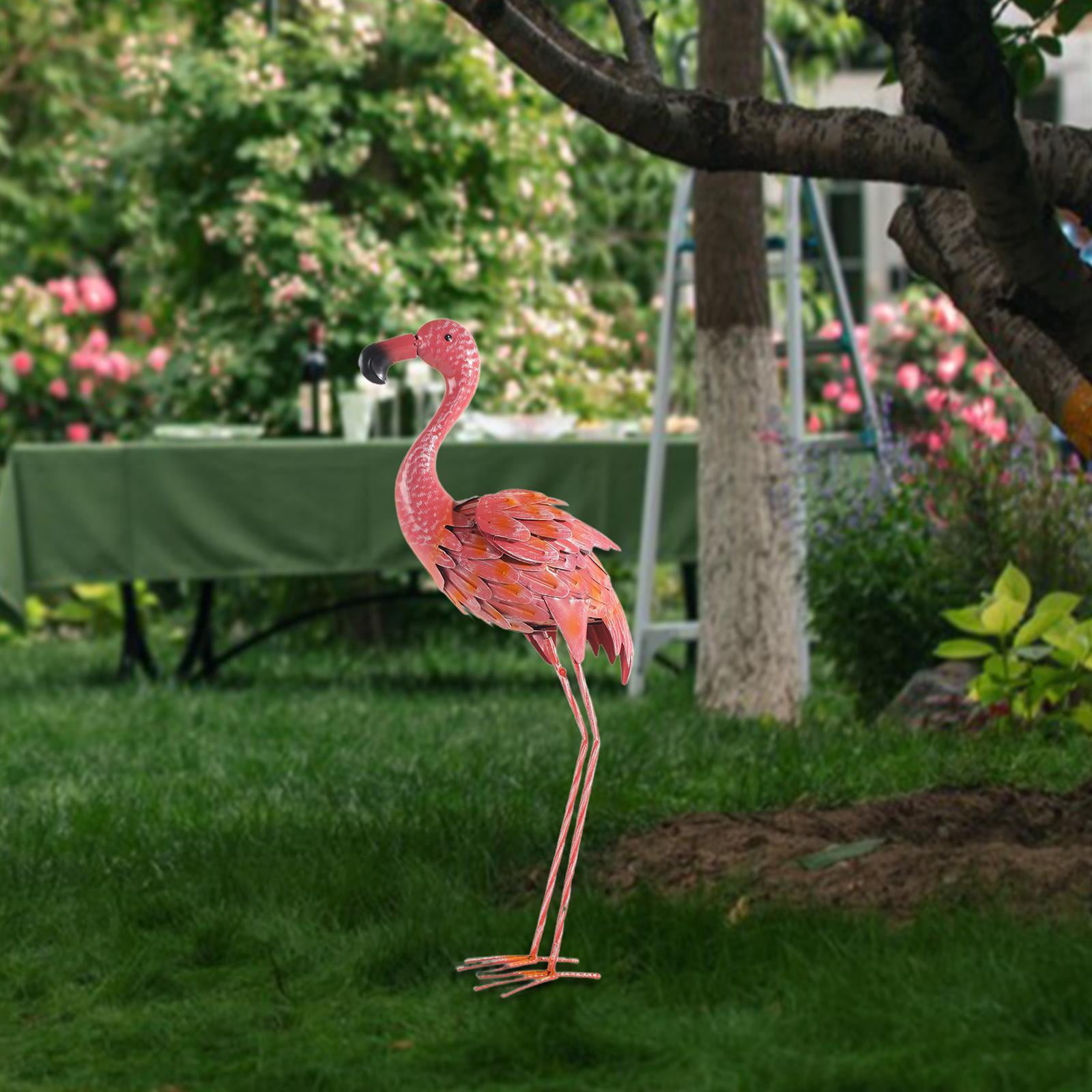 koolsoo Animal Figurines Flamingo Statue Crafts Decorative Multifunctional DIY Landscape Ornament Garden Sculpture for Garden Balcony