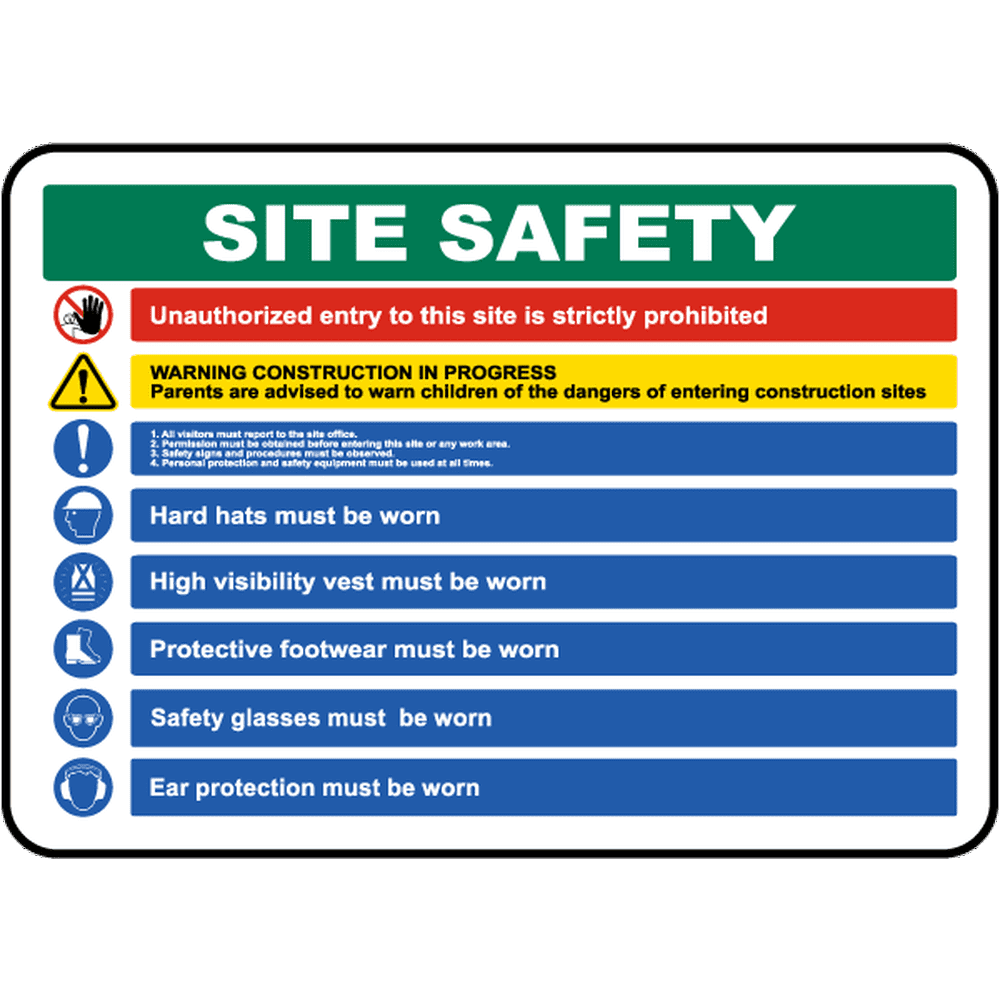 Site Safety Rules & PPE Required Safety Notice Signs For Work Place