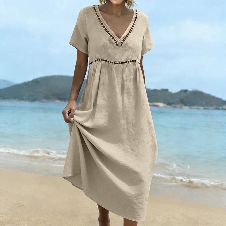 beige flowy midi dress Beige Belted Midi Dress - All Dresses