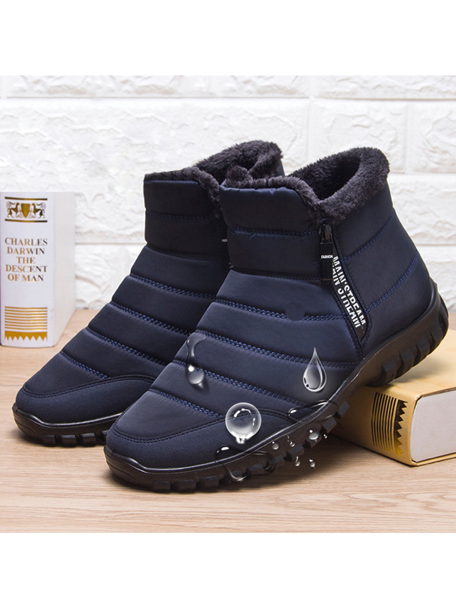 mens winter boots with side zipper