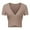 Khaki, variant on Moocorvic Women's Sexy Deep V Neck Short Sleeve Unique Slim Fit Cross Wrap Shirts Crop Tops Going Out Tops
