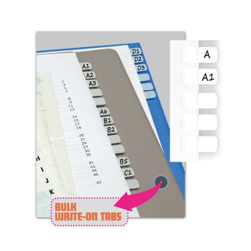 RediTag WriteOn Index Tabs, Permanent Adhesive, 7/16 x 1 Inches, Bulk Packed, 416 tabs Per