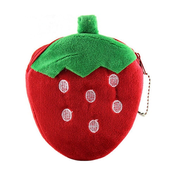 Monedero lindo Fruta Fresa Bolsillo de la cartera de la felpa Mini bolso Monedero (Rojo)