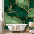 thumbnail image 5 of Wall Mural Peel and Stick green watercolor golden line Liquid marble Self-Adhesive Wallpaper Removable Wall Decal Wall Sticker Home Decor for Living Room Bedroom 69"x96", 5 of 8