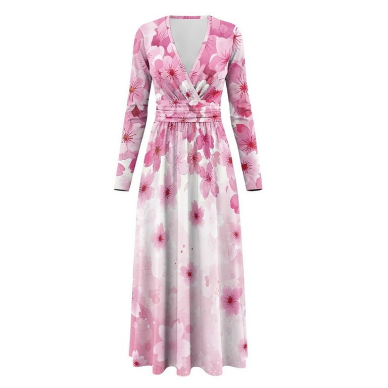 chinese dress ladies White and Cherry Blossom Striped Sleeveless Maxi Dress main image 0