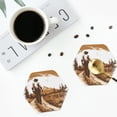 thumbnail image 4 of Vsdgher Western Cowboy Countryside Leather Coasters for Drinks, Durable Drink Coasters 4 Set for Tabletop Protection, Luxurious Home Décor and Housewarming Gift ( {designName})Hexagon, 4 of 6