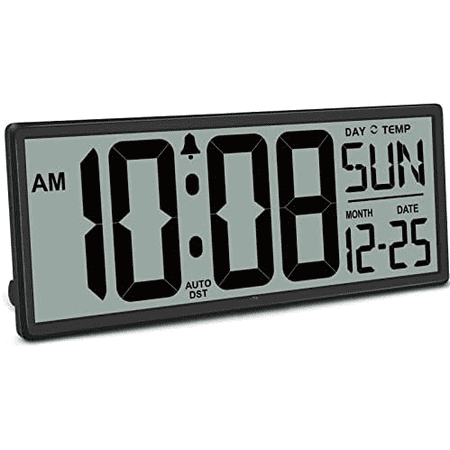 14.5'' Large Digital Wall Clock Battery Operated with Jumbo Numbers, Temperature and Date - Easy to Read and Set, Auto DST$$Home Decor, Kitchen, & Other