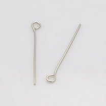 1000Pcs 201 Stainless Steel Eye Pin Straight Head Eye Pins Stainless Steel Color Jewelry Making Pin Open Eye Pins