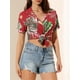 thumbnail image 5 of CAMISAS DE MUJER INSPIRADAS CHIC Hawaianas de Manga Corta con Botones Tropicales Florales M Rojas, 5 of 8