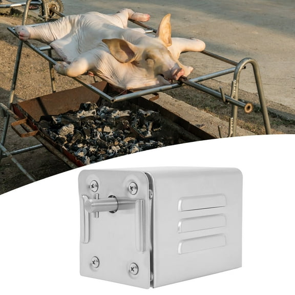 ToppiJoy 15W Electric Grill Rotisserie BBQ Motor for Pig Lamb Chicken Goat Charcoal Rotisserie Oven, Stainless Steel Electric Motor T-Bar Drive Shaft