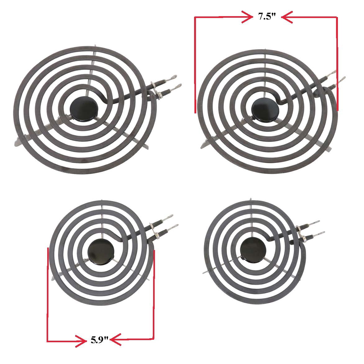 KITCHEN BASICS 101 4 Pack MP22YA Electric Range Burner Surface Element Replacement for Whirlpool KitchenAid Maytag Includes 2 8-Inch MP21YA & 2 6-Inch MP15YA 540331014,484783, TS5W8221,Y04000033