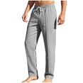 thumbnail image 4 of Men's Casual Linen Pants with Elastic Waist, Drawstring, and Side Pockets - Breathable & Comfortable, 4 of 9