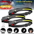 thumbnail image 2 of SUTENGDA 3 Pcs Lampe Frontale LED Rechargeable USB avec Capteur de Mouvement à Induction Toutes Perspectives Lampe Frontale Étanche pour Extérieur Course Pêche Camping, 2 of 8